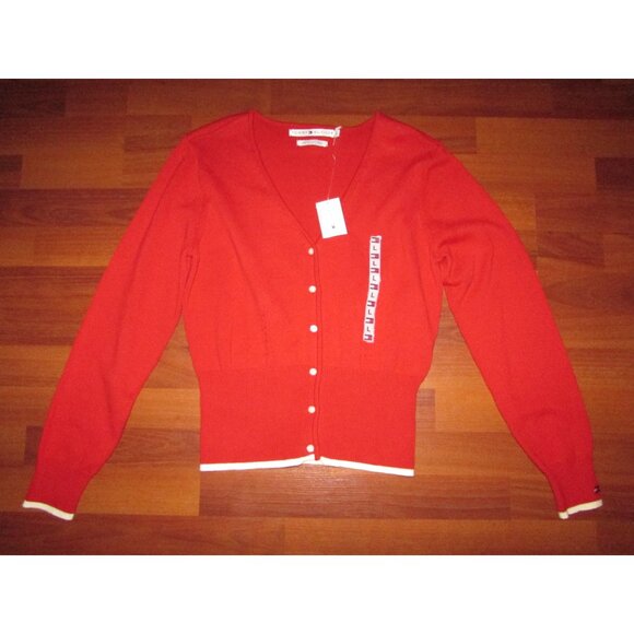 Tommy Hilfiger Red Sporty Cardigan - L - New - Picture 8 of 12